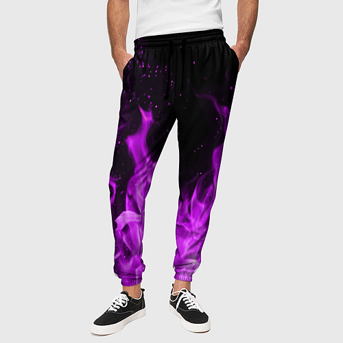 Мужские брюки Фиолетовый огонь / 3D-принт – фото 3