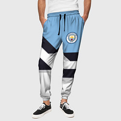 Брюки на резинке мужские Manchester City FC: White style, цвет: 3D-принт — фото 2