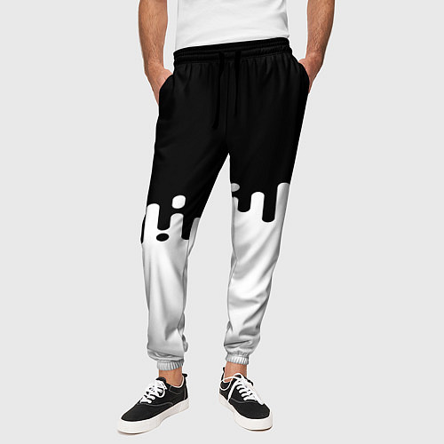Мужские брюки Чёрно-белый узор / 3D-принт – фото 3