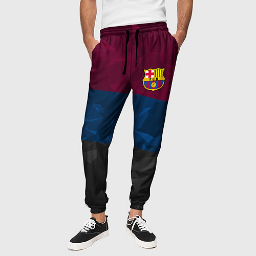 Мужские брюки FC Barcelona: Dark polygons / 3D-принт – фото 3