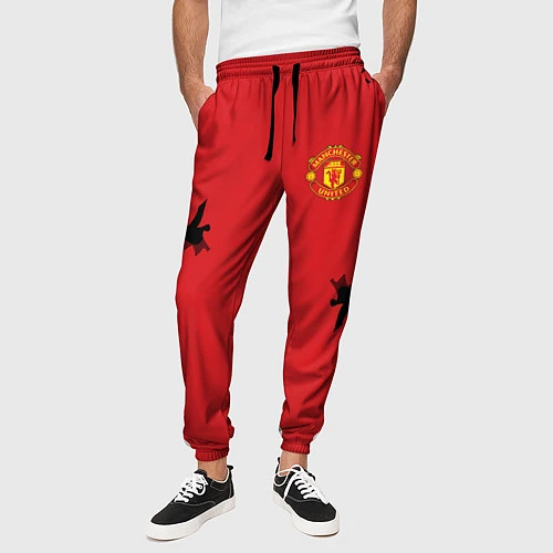 Мужские брюки FC Manchester United: Red Original / 3D-принт – фото 3