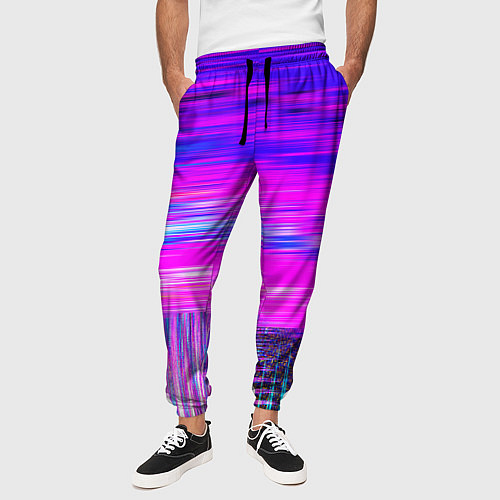 Мужские брюки Неоновые линии / 3D-принт – фото 3
