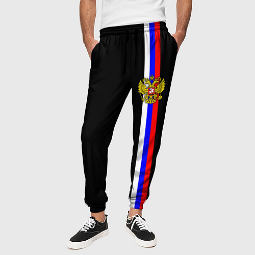 Мужские брюки Лента с гербом России / 3D-принт – фото 3