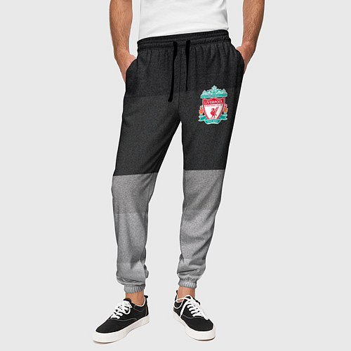 Мужские брюки ФК Ливерпуль: Серый стиль / 3D-принт – фото 3
