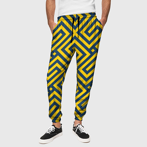 Мужские брюки Желтый лабиринт / 3D-принт – фото 3