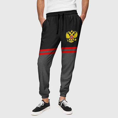 Мужские брюки Russia: Grey Style / 3D-принт – фото 3