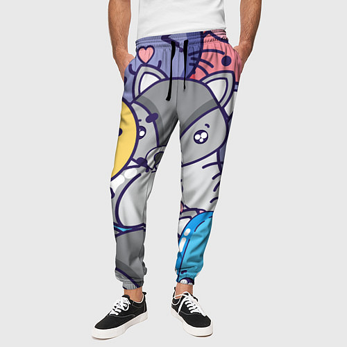 Мужские брюки Влюбленный енот / 3D-принт – фото 3