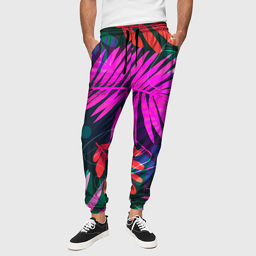 Мужские брюки Неоновые тропики / 3D-принт – фото 3