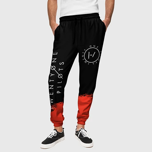 Мужские брюки 21 Pilots: Red & Black / 3D-принт – фото 3