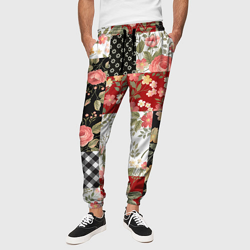 Мужские брюки Лоскутный орнамент - пэчворк / 3D-принт – фото 3