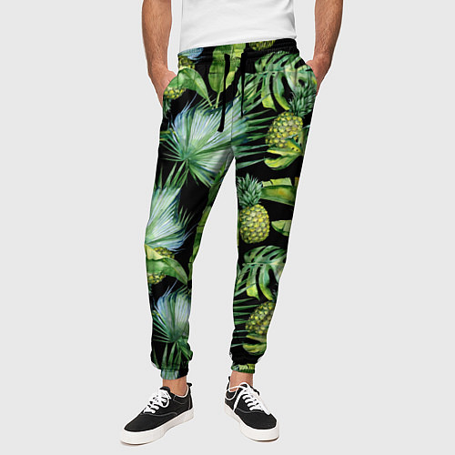Мужские брюки Цветущие ананасы / 3D-принт – фото 3