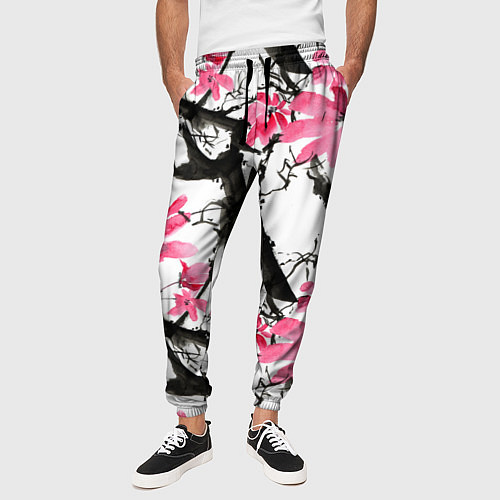 Мужские брюки Цветущая сакура / 3D-принт – фото 3