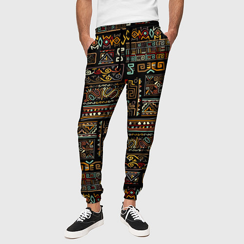 Мужские брюки Этнический орнамент - Африка / 3D-принт – фото 3