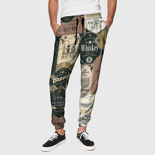 Мужские брюки Этикетки мира Виски / 3D-принт – фото 3