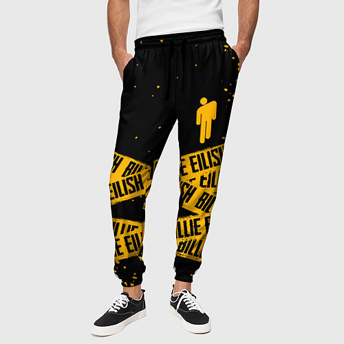 Мужские брюки BILLIE EILISH: Yellow & Black Tape / 3D-принт – фото 3