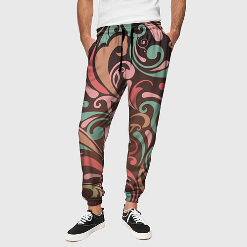 Мужские брюки Узор хохломы / 3D-принт – фото 3