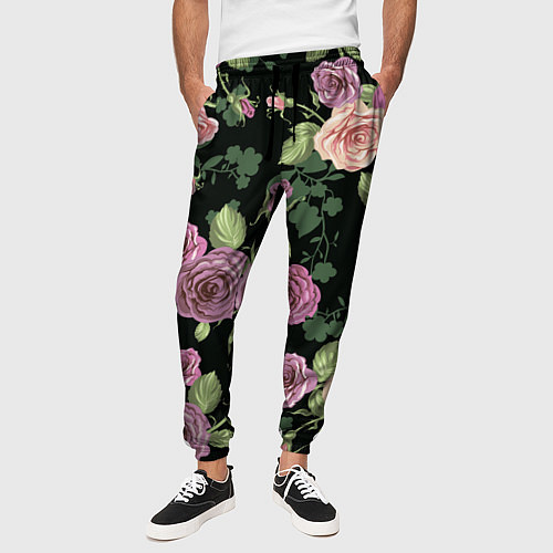 Мужские брюки Кусты роз / 3D-принт – фото 3