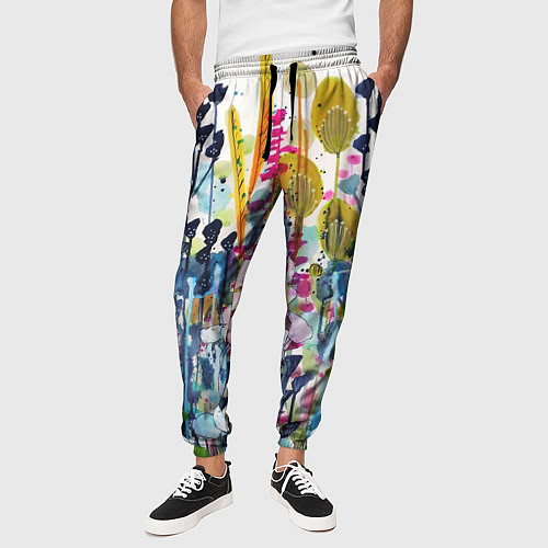 Мужские брюки Watercolor Flowers / 3D-принт – фото 3