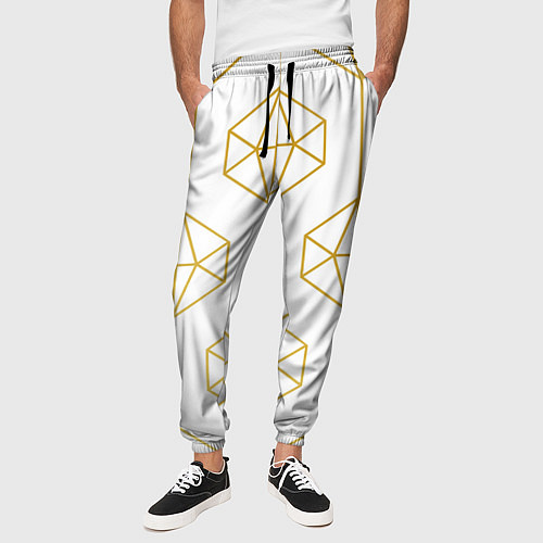 Мужские брюки Геометрический орнамент золото / 3D-принт – фото 3