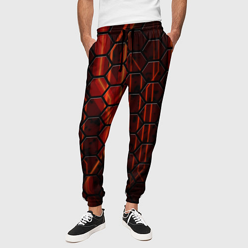 Мужские брюки Огненные соты / 3D-принт – фото 3