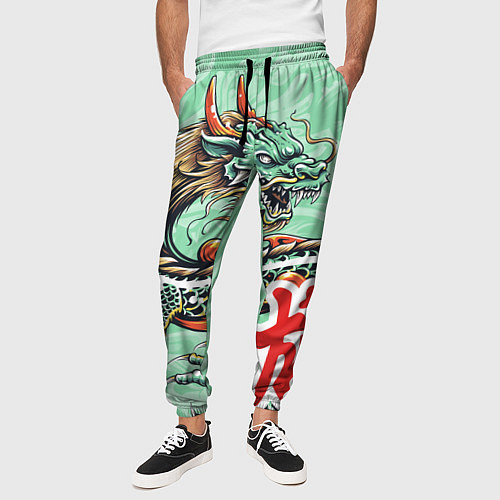 Мужские брюки Изумрудный дракон / 3D-принт – фото 3