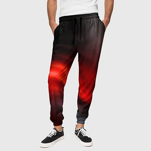 Мужские брюки BLACK RED WAVES АБСТРАКЦИЯ / 3D-принт – фото 3