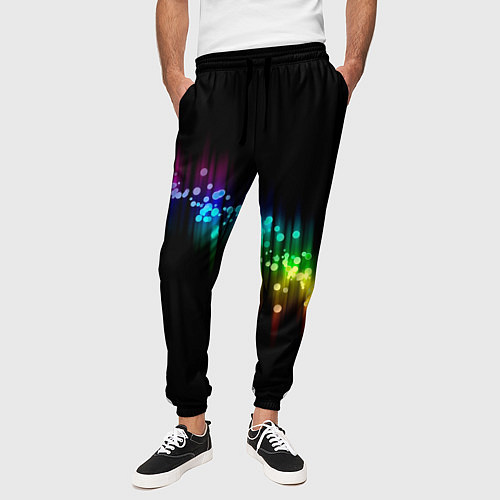 Мужские брюки Абстракция черный разноцветный / 3D-принт – фото 3