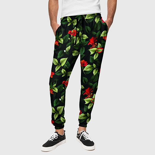 Мужские брюки Цветочный сад / 3D-принт – фото 3