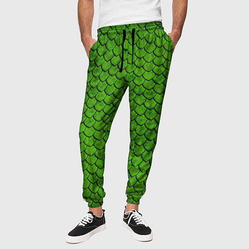 Мужские брюки Зелёная чешуя / 3D-принт – фото 3