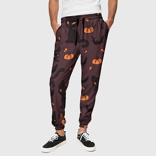 Мужские брюки Хэллоуиновский кот / 3D-принт – фото 3