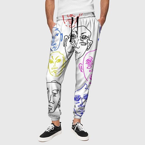 Мужские брюки Цветные лица / 3D-принт – фото 3