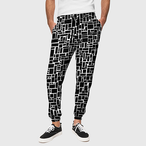 Мужские брюки Геометрия ЧБ Black & white / 3D-принт – фото 3