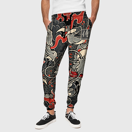 Мужские брюки Самурай Якудза, драконы / 3D-принт – фото 3