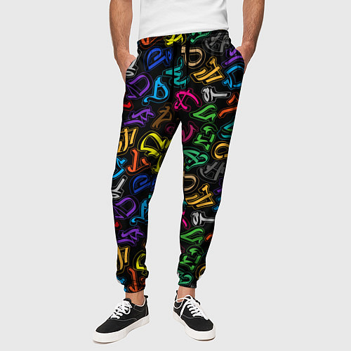 Мужские брюки Граффити алфавита / 3D-принт – фото 3