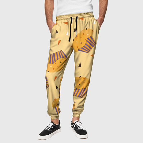 Мужские брюки Капкейки на желтом фоне / 3D-принт – фото 3
