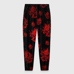 Брюки на резинке мужские Samurai pattern - красный, цвет: 3D-принт