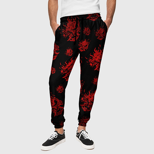 Мужские брюки RED SAMURAI PATTERN / 3D-принт – фото 3