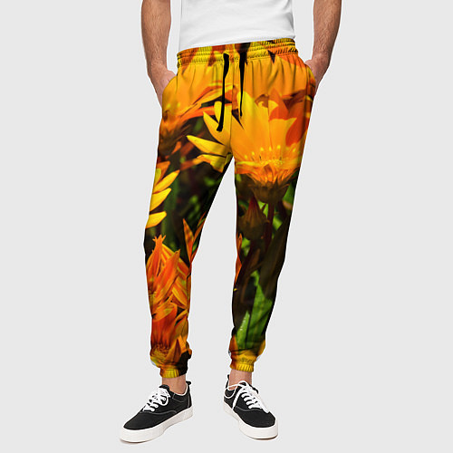 Мужские брюки Желтый цвет весны / 3D-принт – фото 3