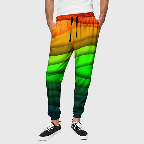 Мужские брюки Цветные волны / 3D-принт – фото 3