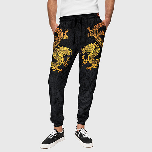 Мужские брюки GOLD CHINA DRAGONS / 3D-принт – фото 3