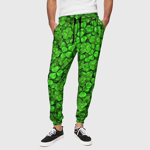 Мужские брюки Зелёный клевер / 3D-принт – фото 3