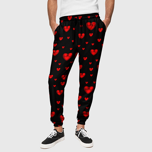 Мужские брюки Красные сердца / 3D-принт – фото 3