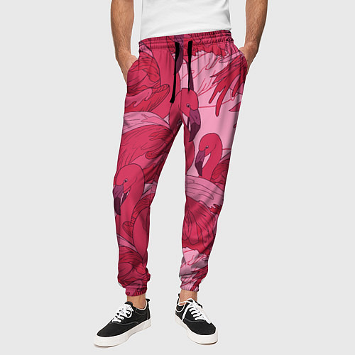 Мужские брюки Розовые фламинго / 3D-принт – фото 3