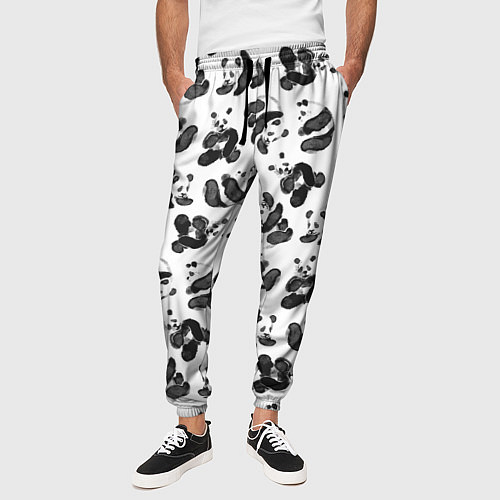 Мужские брюки Акварельные панды паттерн / 3D-принт – фото 3