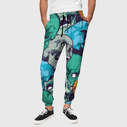 Мужские брюки Черепа разноцветные / 3D-принт – фото 3
