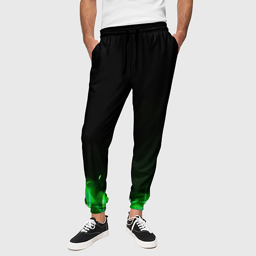 Мужские брюки Зеленый огонь / 3D-принт – фото 3