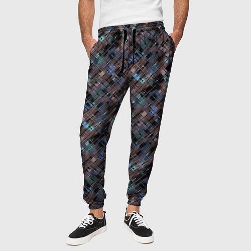 Мужские брюки Коричневый абстрактный узор / 3D-принт – фото 3