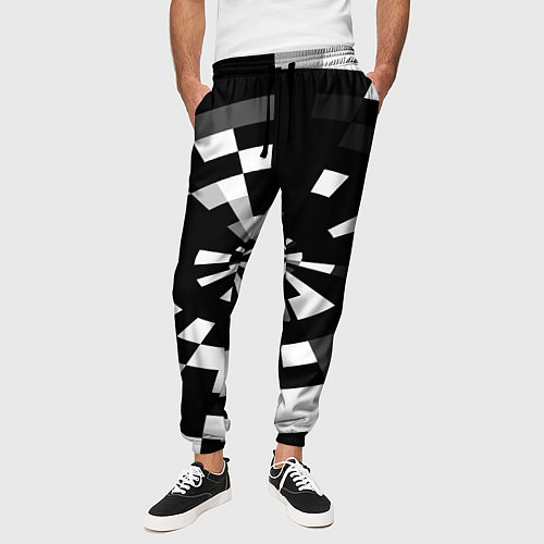 Мужские брюки Черно-белый фон иллюзии / 3D-принт – фото 3