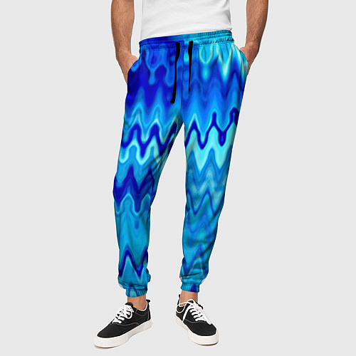 Мужские брюки Синий-голубой абстрактный узор / 3D-принт – фото 3