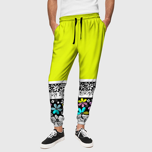 Мужские брюки Яркий цветочный узор / 3D-принт – фото 3